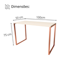 Ver imagem 3 de Mesa Escrivaninha Home Ofice Industrial 100% Mdf:branco-cobre