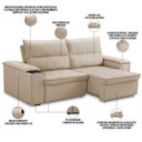 Ver imagem 3 de Sofá Retrátil Reclinável 3 Lugares Sala de Estar 250cm Hilst F04 Linho Bege - Lyam Decor