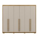 Ver imagem 2 de Guarda-roupa Dubai Majestic 6 Portas 3 Gavetas com Maleiro Interno Nature/fendi 100% Mdf - Vila Rica