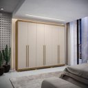 Ver imagem 1 de Guarda-roupa Dubai Majestic 6 Portas 3 Gavetas com Maleiro Interno Nature/fendi 100% Mdf - Vila Rica