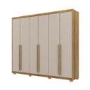 Ver imagem 5 de Guarda-roupa Dubai Majestic 6 Portas 3 Gavetas com Maleiro Interno Nature/fendi 100% Mdf - Vila Rica