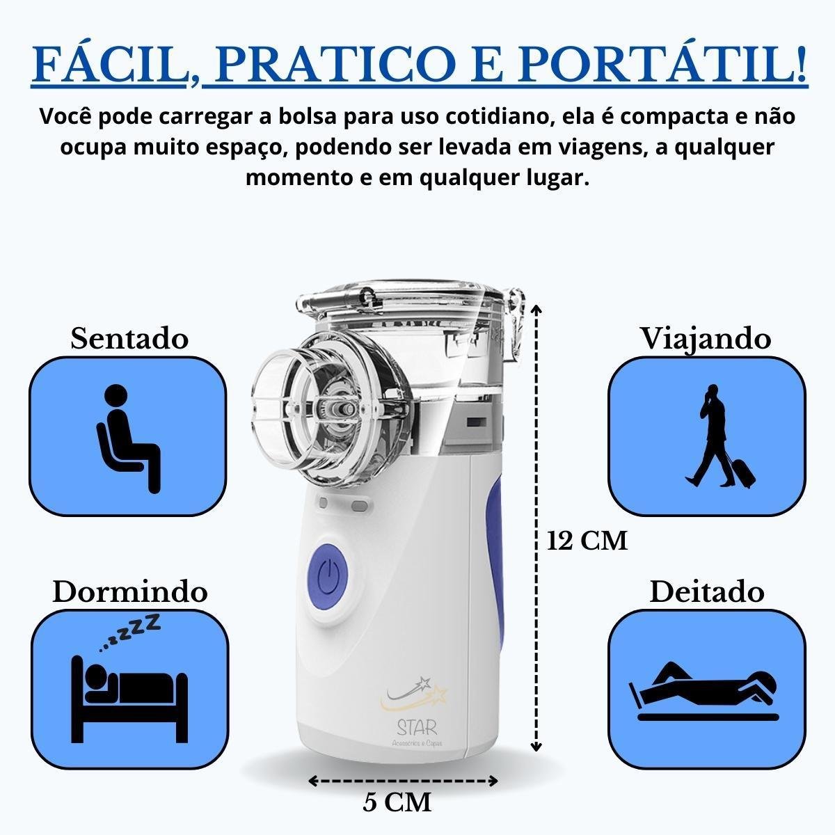 Inalador Mesh Nebulizador Portátil sem Fio Recarregável Bivt - 6