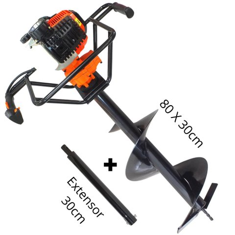 Perfurador de Solo Vulcan VPS520 2T Com Broca 80x30cm + Extensor de 30cm Ideal Para Plantio de
