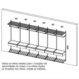 Guarda Roupa Closet Aramado Modulado Gaveta Mdf 3,70m Pt - 2