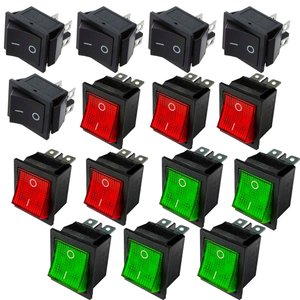 Kit 5 Chave Gangorra On/off 4 Polos 16a-250v Vm +5 Pt + 5 Vd