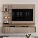 Ver imagem 1 de Painel Ripado para TV até 65 Polegadas com LED 3 Portas 167,5x200cm Atena Yescasa Bege