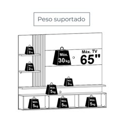 Painel para TV até 65 Polegadas LED Ripado 2 Portas Atena  - 7