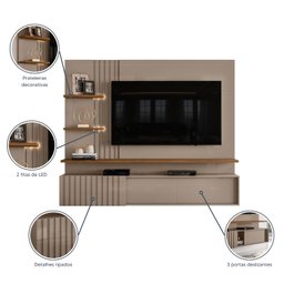 Painel para TV até 65 Polegadas LED Ripado 2 Portas Atena  - 2