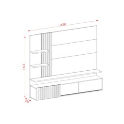 Painel para TV até 65 Polegadas LED Ripado 2 Portas Atena  - 3