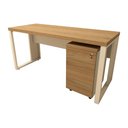 Ver imagem 2 de Mesa Escrivaninha Industrial 150cm Gaveteiro Clean Pés Metal Cor:macadâmia com Branco