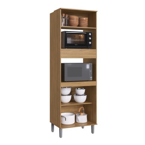 Módulo Forno 3 Portas 2 Nichos Co8301 Naturalle/Cristalo Decibal Móveis