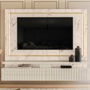 Ver imagem 1 de Painel Ripado para TV até 75 Polegadas com LED 2 Gavetas 181,5x216cm Gaia Yescasa Branco