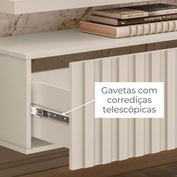 Painel para TV até 75 Polegadas com LED Ripado 2 Gavetas Gaia  - 7
