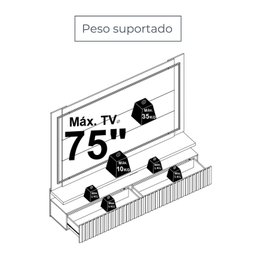 Painel Ripado para TV até 75 Polegadas com LED 2 Gavetas 181,5x216cm Gaia Yescasa Branco - 13 Painel Ripado para TV até 75 Polegadas com LED 2 Gavetas 181,5x216cm Gaia Yescasa Branco - 13