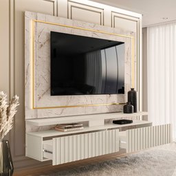 Painel para TV até 75 Polegadas com LED Ripado 2 Gavetas Gaia  - 9