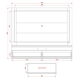 Painel para TV até 75 Polegadas com LED Ripado 2 Gavetas Gaia  - 3