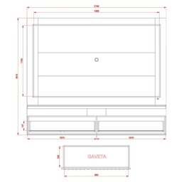 Painel Ripado para TV até 75 Polegadas com LED 2 Gavetas 181,5x216cm Gaia Yescasa Branco - 12 Painel Ripado para TV até 75 Polegadas com LED 2 Gavetas 181,5x216cm Gaia Yescasa Branco - 12
