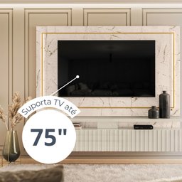 Painel para TV até 75 Polegadas com LED Ripado 2 Gavetas Gaia  - 4