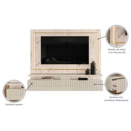 Painel para TV até 75 Polegadas com LED Ripado 2 Gavetas Gaia  - 5