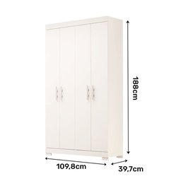 Guarda Roupa Solteiro 100% MDF 4 Portas Lana Branco ACP MÓVEIS - 5