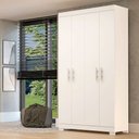 Ver imagem 2 de Guarda Roupa Solteiro 100% MDF 4 Portas Lana Branco ACP MÓVEIS