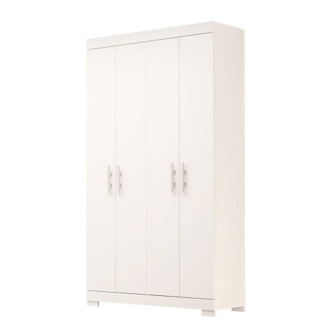 Guarda Roupa Solteiro 100% MDF 4 Portas Lana Branco ACP MÓVEIS