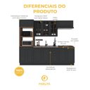 Ver imagem 5 de Armário de Cozinha Modulada Completa Fidelitá Nara 100% MDF 5 Peças 270cm 14 Portas 2 Gavetas sem