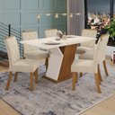 Ver imagem 1 de Conjunto Sala de Jantar Tampo Mdf com Vidro Canto Arredondado 160 Cm 06 Cadeiras Lupita Casa 812
