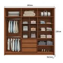 Ver imagem 3 de Guarda Roupa Casal 2,43m com 6 Portas e 3 Gavetas 100% Mdf Cor:itaúba Âmbar