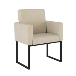 Poltrona Cadeira Decorativa Recepção Base de Ferro Dourada Cor:bege - 1