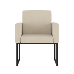 Poltrona Cadeira Decorativa Recepção Base de Ferro Dourada Cor:bege - 2