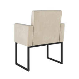 Poltrona Cadeira Decorativa Recepção Base de Ferro Dourada Cor:bege - 3
