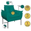 Ver imagem 7 de Kit 02 Poltronas + Namoradeira Pé Metal Preto Recepção Sala Cor:azul Turquesa