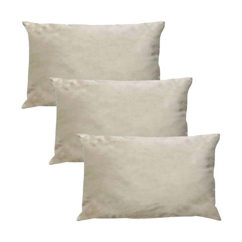 Kit 3 Capas para Almofada em Veludo Liso Retangular 60x40 Bege