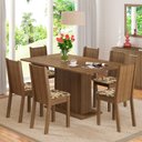 Ver imagem 1 de Conjunto Sala de Jantar Madesa Megan Mesa Tampo de Madeira com 6 Cadeiras Rustic/Bege Marrom Cor:Rus