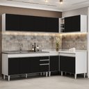 Ver imagem 2 de Armário de Cozinha Modulado de Canto 6 Peças Cp33 com Pia Inox Branco/preto - Lumil Lumil Móveis