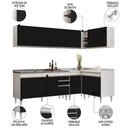 Ver imagem 3 de Armário de Cozinha Modulado de Canto 6 Peças Cp33 com Pia Inox Branco/preto - Lumil Lumil Móveis