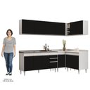 Ver imagem 5 de Armário de Cozinha Modulado de Canto 6 Peças Cp33 com Pia Inox Branco/preto - Lumil Lumil Móveis