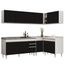 Ver imagem 1 de Armário de Cozinha Modulado de Canto 6 Peças Cp33 com Pia Inox Branco/preto - Lumil Lumil Móveis