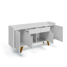 Aparador Buffet MDF Gavetas e Portas Branco Acácia - 5