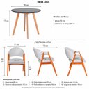 Ver imagem 3 de Conjunto Mesa Jantar Tampo Redondo Preto 90cm & 4 Cadeiras Moderna Cinza-Claro em Linho