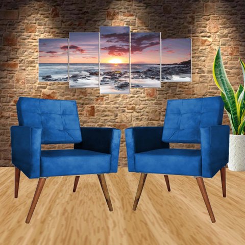 Kit 2 Cadeira Poltrona Consultório Escritório Recepção Reforçadas Vanessa Marinho