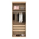 Ver imagem 3 de Guarda Roupa Modulado 90cm 2 Portas com Espelho 1 Cabideiro 3 Gavetas