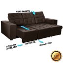 Ver imagem 4 de Sofá 3 Lugares Itália Plus 2,10m Retrátil, Reclinável, com 2 Puffs ,pés Palito, Marron
