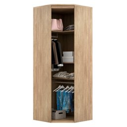 Guarda Roupa Modulado Canto 45º 1 Porta com Espelho 2 Cabideiros 3 Prateleiras  - 3