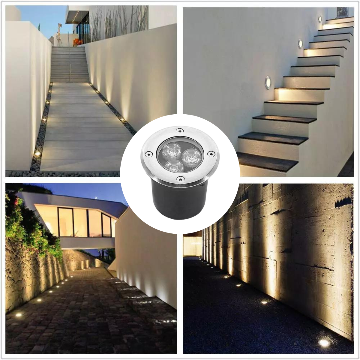 4 Balizadores Spot Blindado Led SMD 3W Branco Quente Bivolt IP66 De Embutir Em Piso Chão Gramado Jar - 3