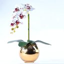 Ver imagem 1 de Arranjo de Orquídea Artificial Tigre em Vaso Dourado Betina