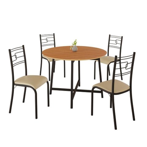 Conjunto Sala de Jantar Ella 90cm 4 Cadeiras Preto C- Creme