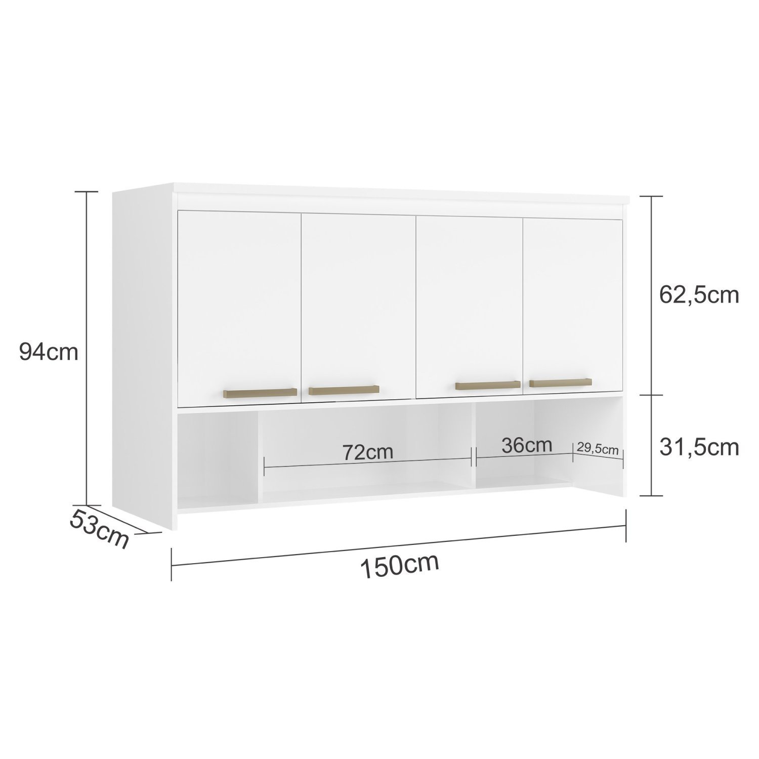 Módulo Aéreo para Cama Casal 4 Portas 3 Nichos  - 5