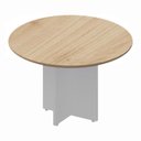 Ver imagem 2 de Mesa de Reunião Redonda 110cm x 110cm com 4 Lugares e Pés Painel para Escritório Corporate Marrom/Carvalho Treviso com Branco